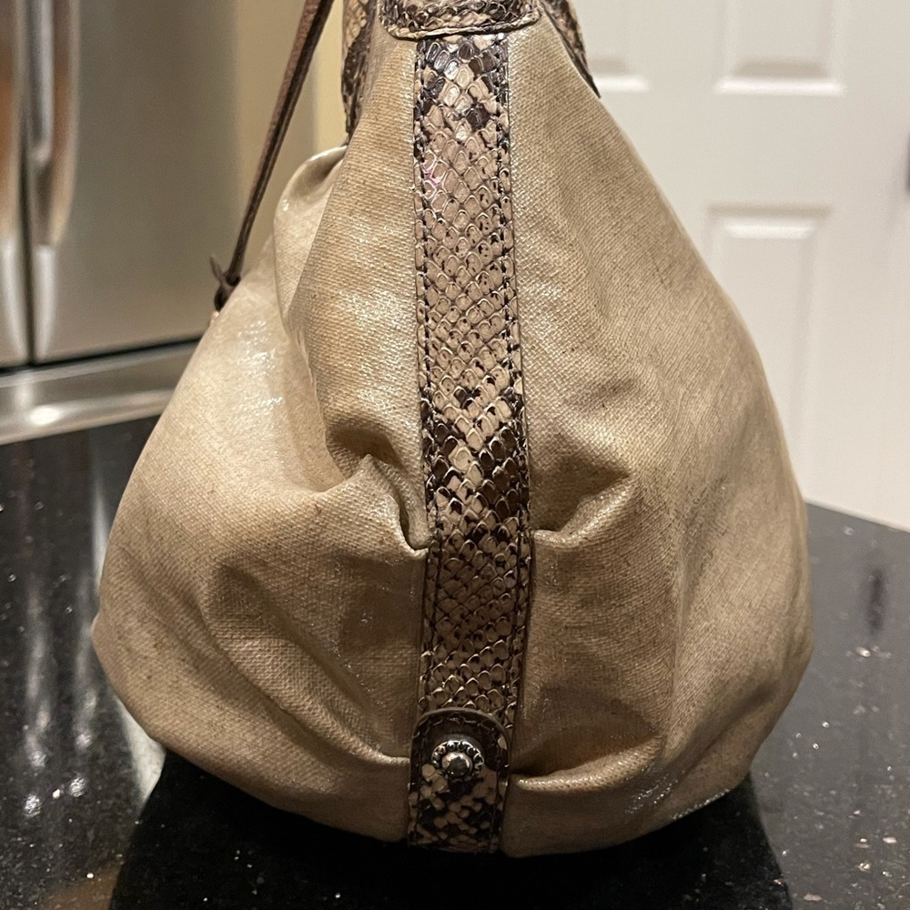 BRIGHTON Tan Faux Snakeskin Lthr Shoulder Bag Set - Picture 4 of 11